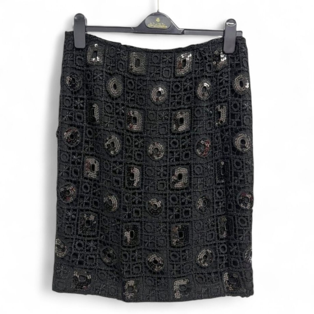 Muse Exclusively For Boston Proper Women's Beaded Sequin Black Skirt Size 4
